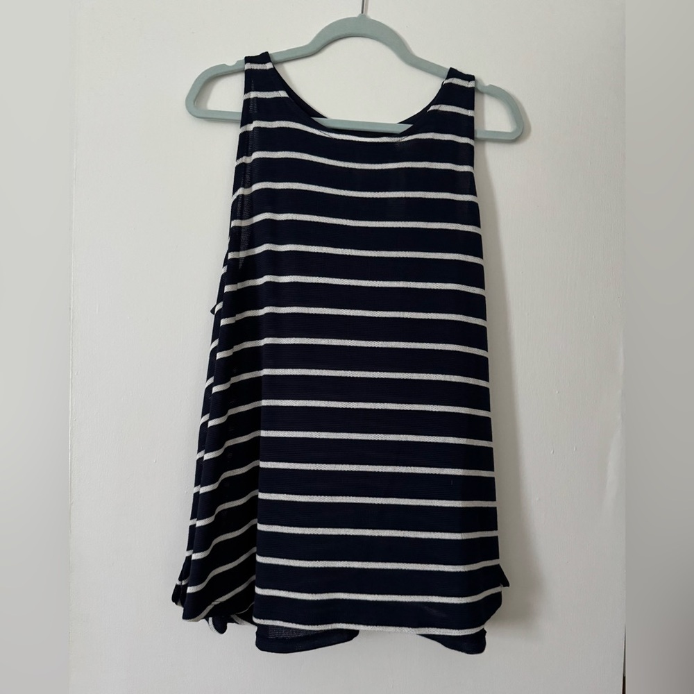 Navy Striped Women's Tank Top